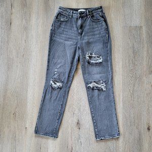 PacSun Distressed Mom Jeans Black Straight Leg Size 27